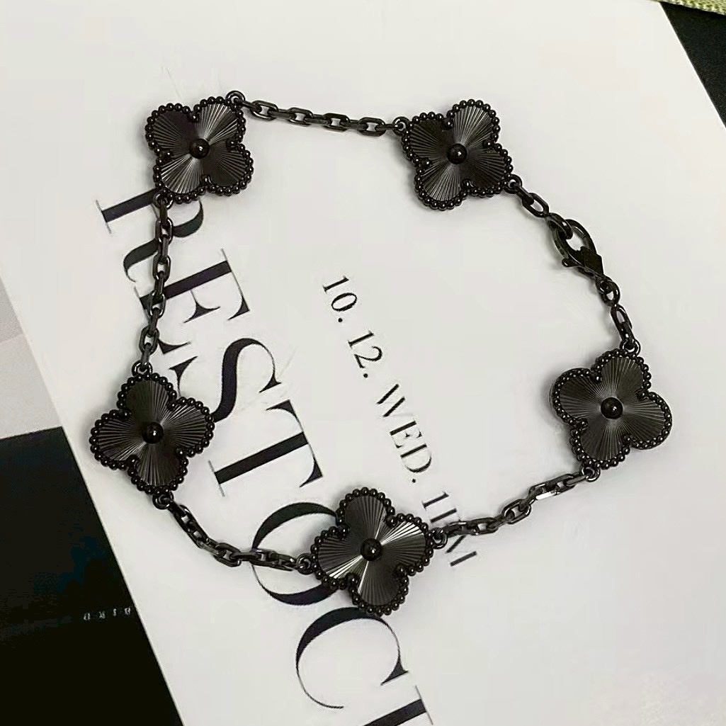 18k”黑武士激光鐳射中號四葉草”高奢定製手鍊