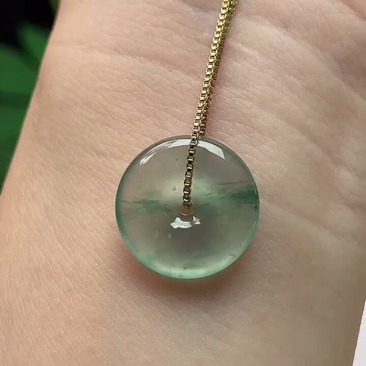 翡翠冰種飄花平安扣 (16.4mm直徑),天然翡翠A玉, 緬甸玉, Jade, Jadeite