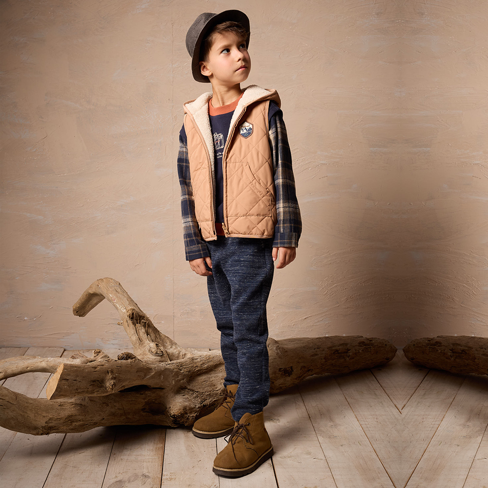 PIPPY 休閒鬆緊百搭彈性棉長褲 藍