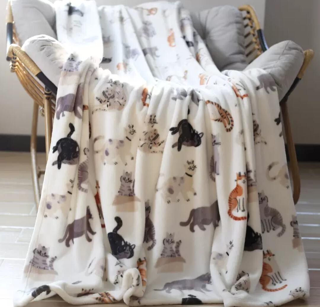 可愛貓咪牛奶絨毛毯