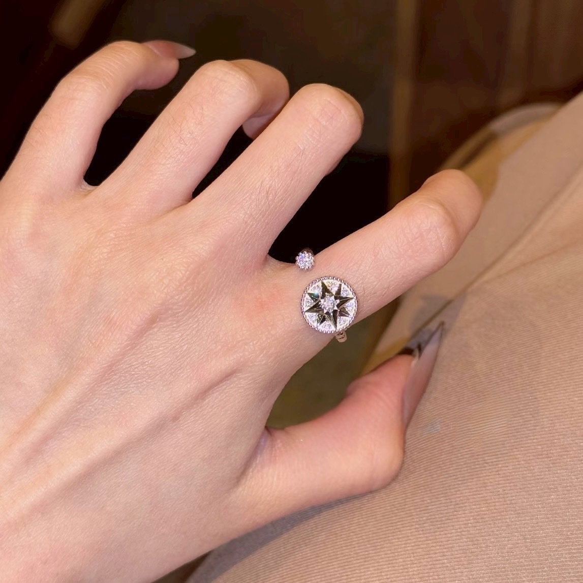 18k d”滿天星鑽八芒星羅盤’高奢定製戒指