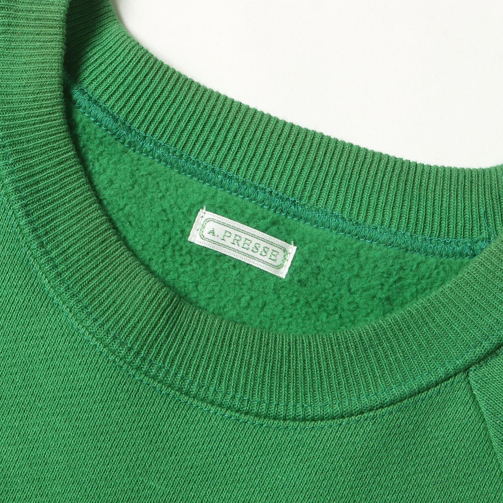 A.PRESSE 2025 VINTAGE RAGLAN SWEATSHIRT L/S (25SAP-05-05K) - GREEN SIZE 3 PRE ORDER ITEM (預訂中)