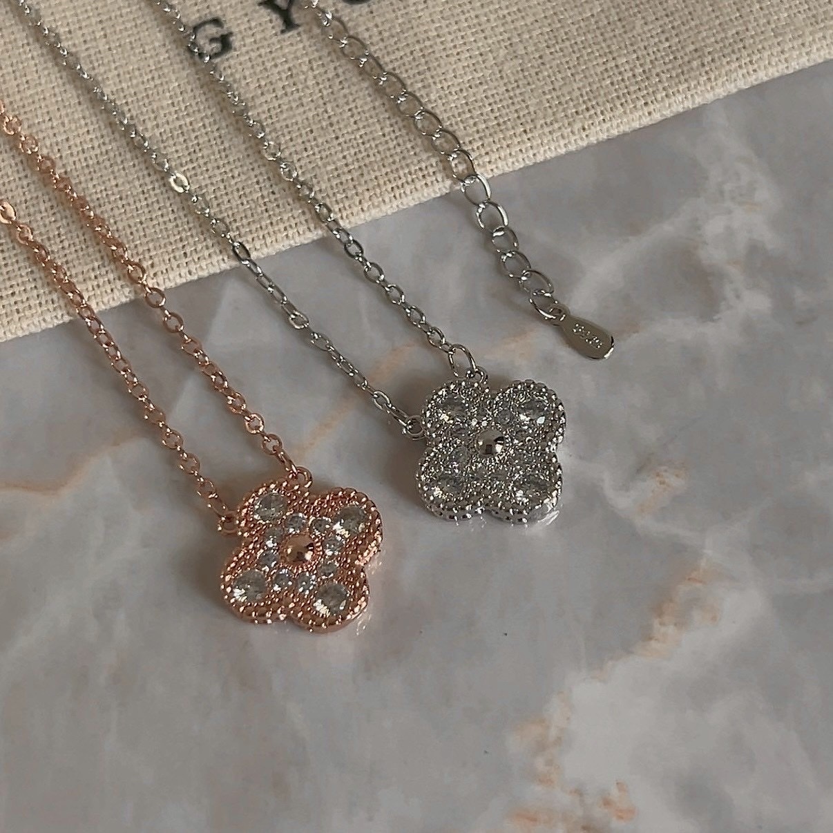 Gy’s925 滿天星鑽高奢華四葉草”單花項鍊