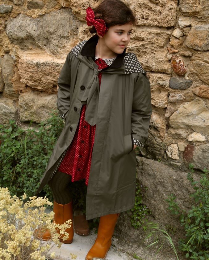 BONJOUR DIARY 防潑水卡其綠風衣 Trench coat khaki green waterproof fabric