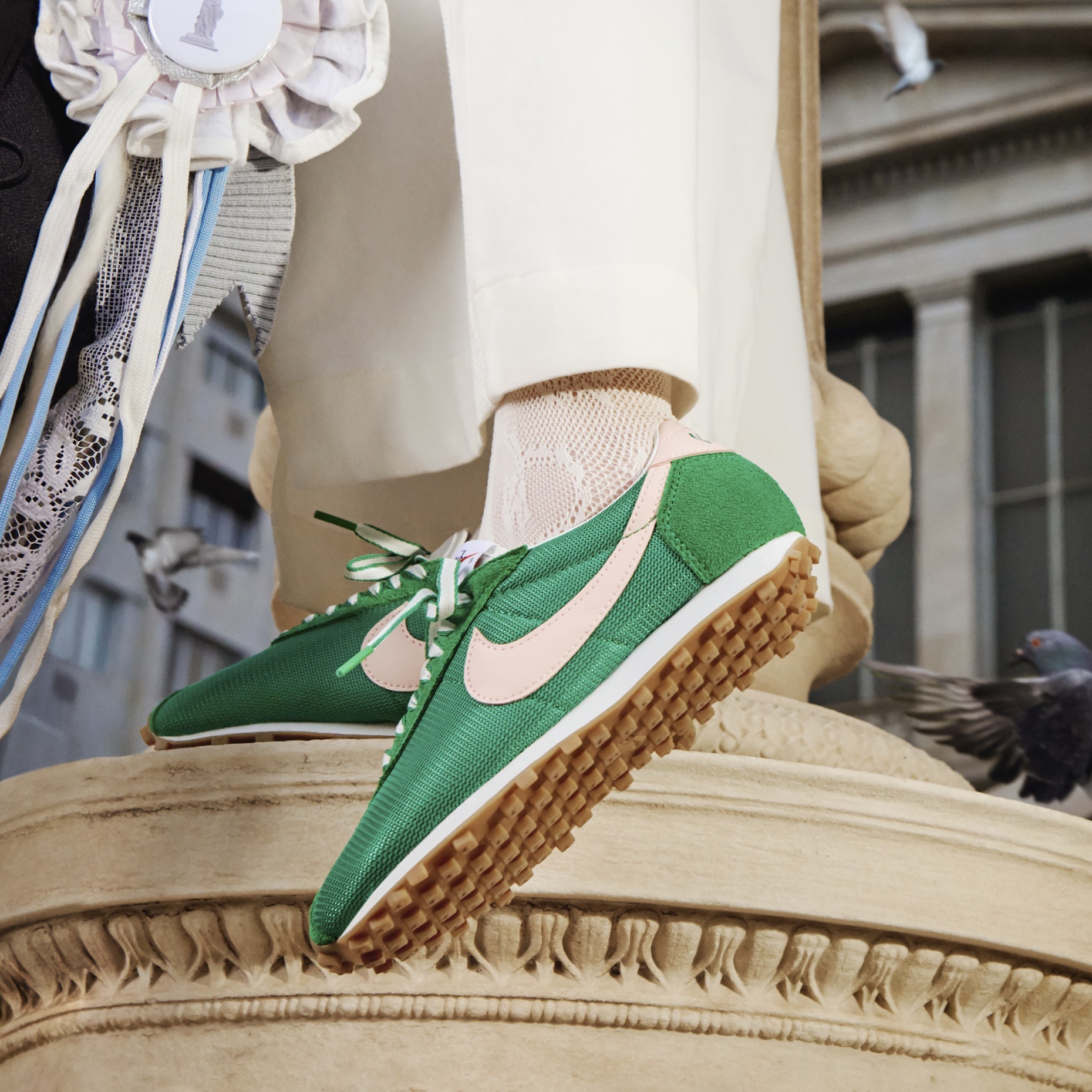 女鞋 NIKE W LD-1000 綠粉 鬆餅格紋 復古 麂皮 膠底 休閒 運動鞋【IF1761-300】