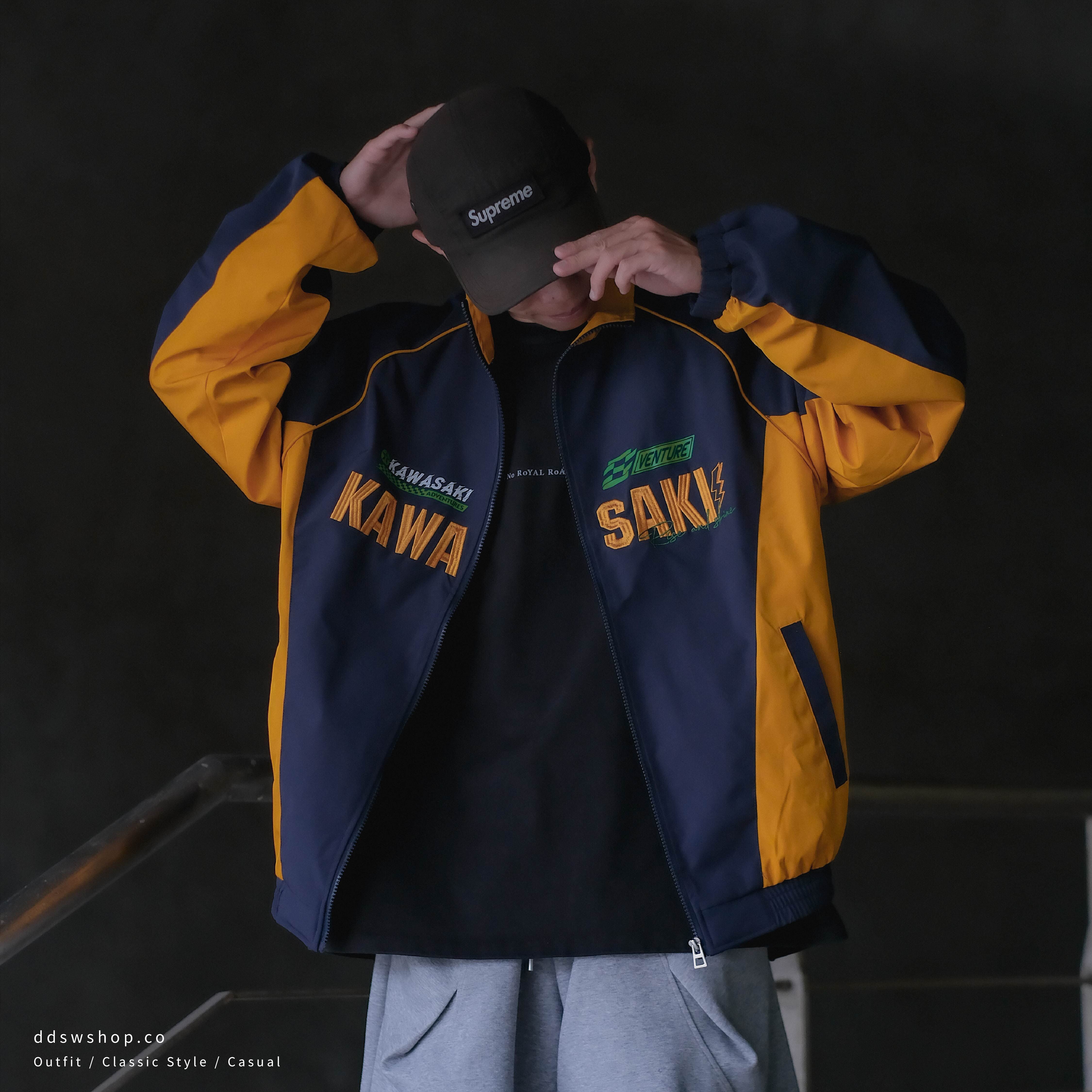 "代購" Kawasaki 美式 復古 拼接 賽車外套 刺繡 三色