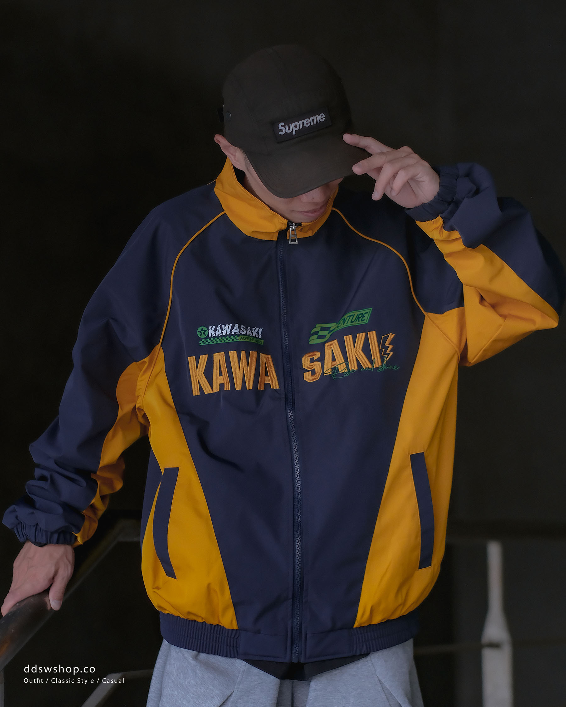 "代購" Kawasaki 美式 復古 拼接 賽車外套 刺繡 三色