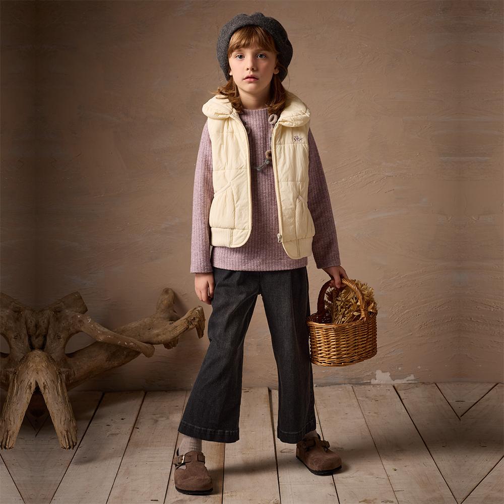 PIPPY 簡約舒適寬口牛仔長褲 深灰