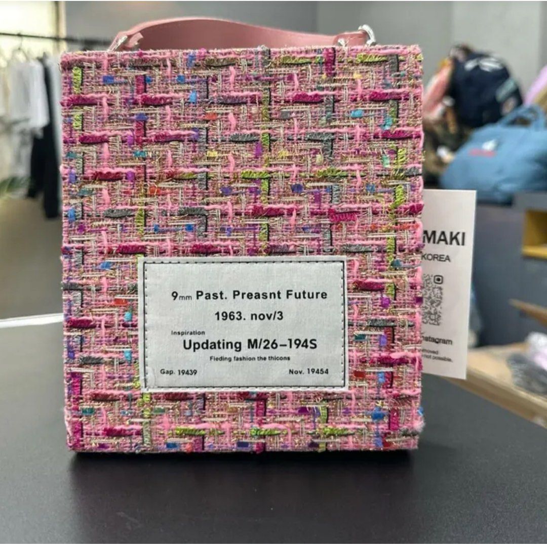 [S] MAKOMAKI TWEED TOTE WITH TOP HANDLE & CROSSBODY,PINK, SMMK77 [FINAL SALE] (SMMK77)