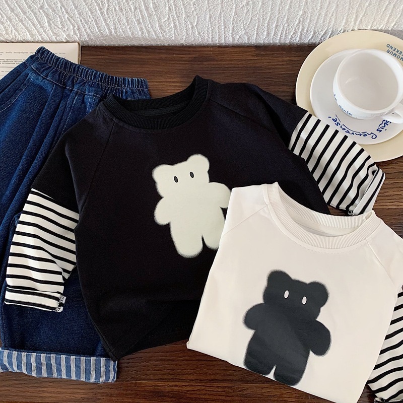 黑白熊熊假兩件上衣