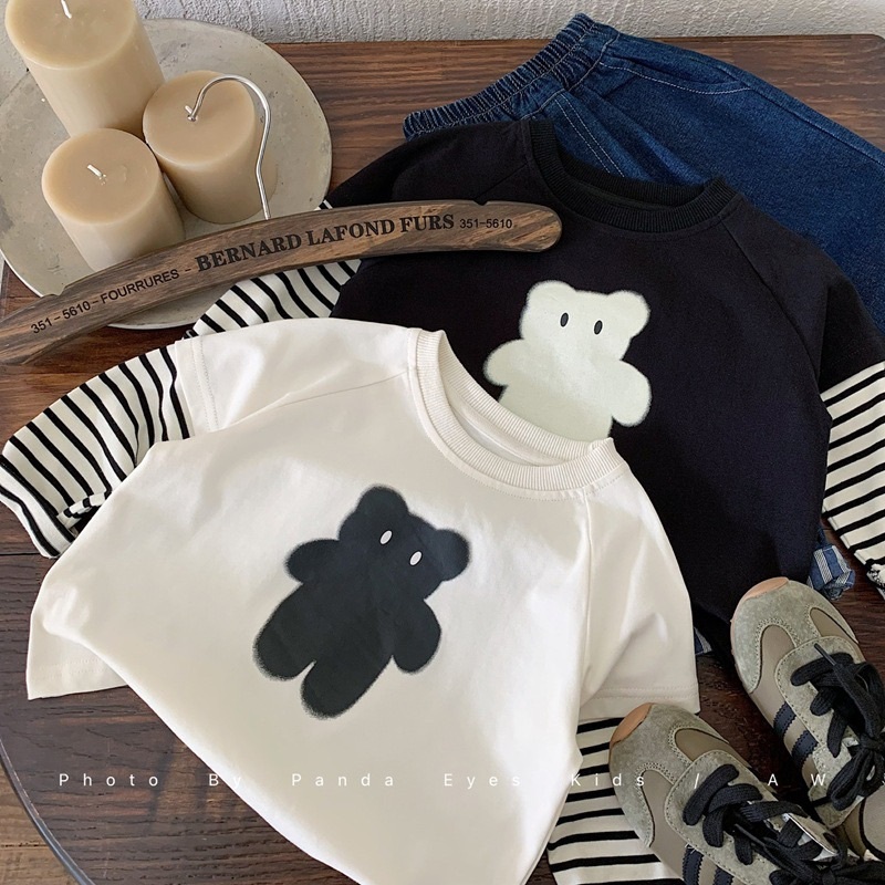 黑白熊熊假兩件上衣