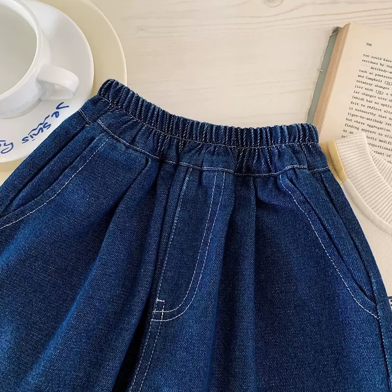 直條拼接牛仔褲