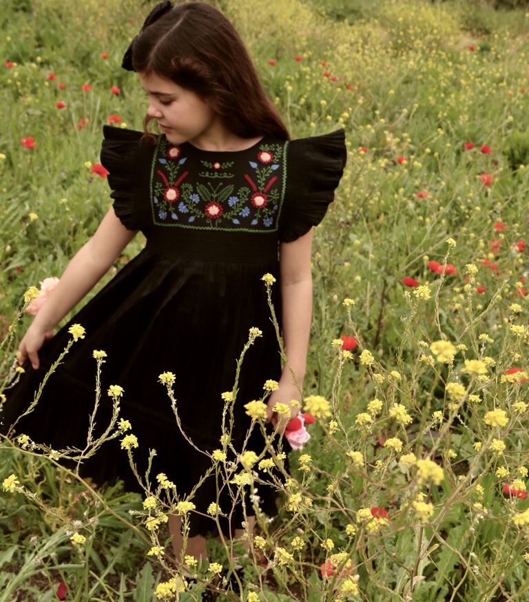 BONJOUR DIARY 荷葉袖柔和百褶洋Dress pleated black taffetas