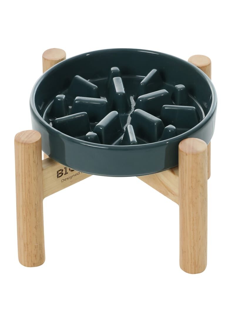 PEHOM 慢食陶瓷碗/光（藍） PEHOM 慢食增高碗（木）