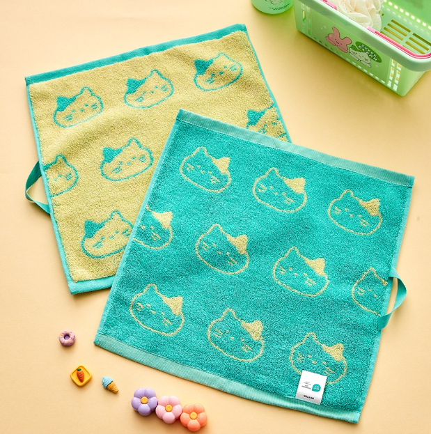 [S] BUTTER FB1224010 ALL DAY MILK CAT HAND TOWEL 2P SET 34X34,MINT, 8809963194731 (Final Sales) (SBR39)