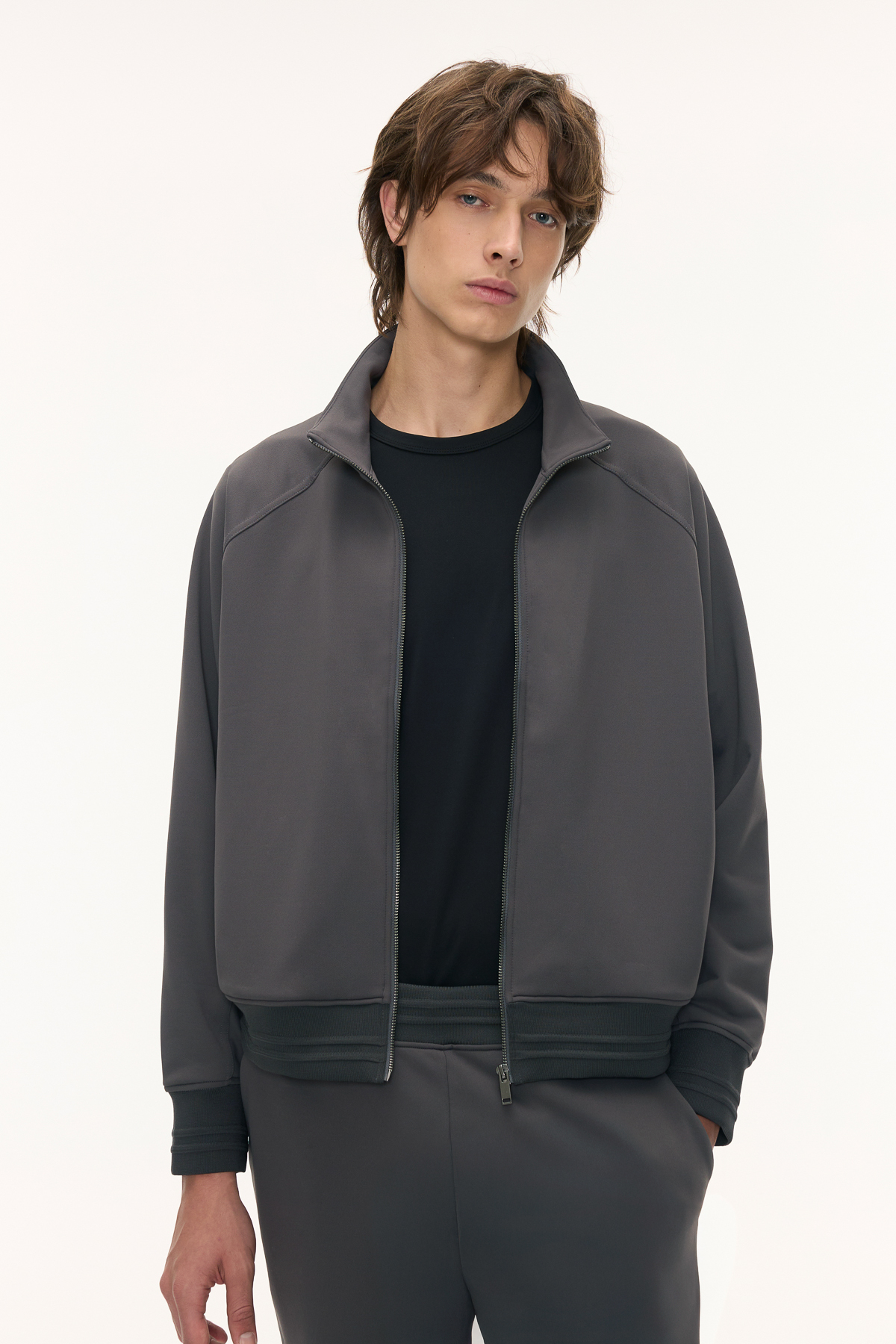 VANNO 寬鬆立領休閒外套（深灰）