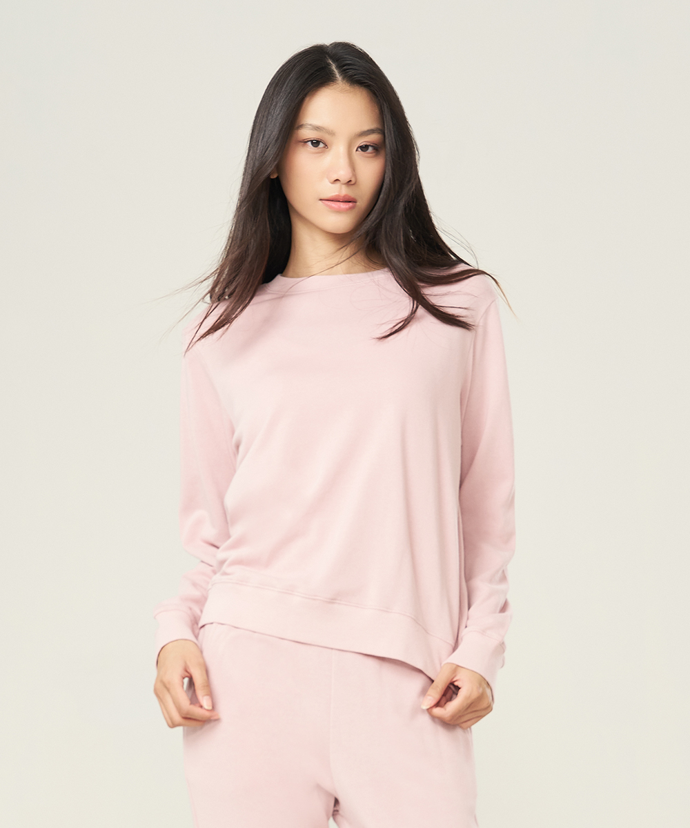 自由空間-卷卷棉 輕彈棉柔女圓領長袖衫 UE0D2025