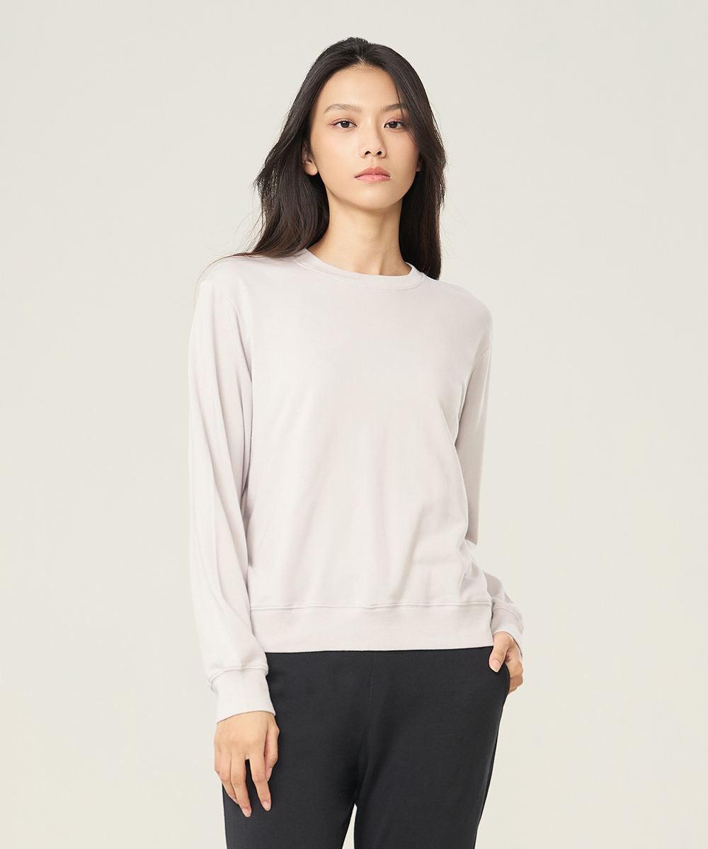 自由空間-卷卷棉 輕彈棉柔女圓領長袖衫 UE0D2025