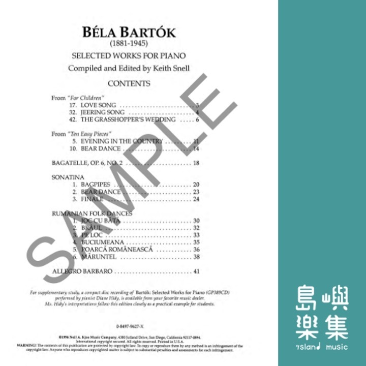 Bartok - Selected Works For Piano