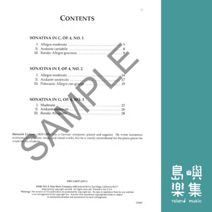 Lichner: Three Sonatinas, Opus 4
