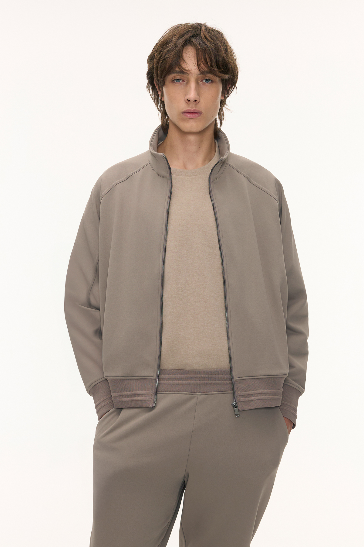 VANNO 寬鬆立領休閒外套 （棕）