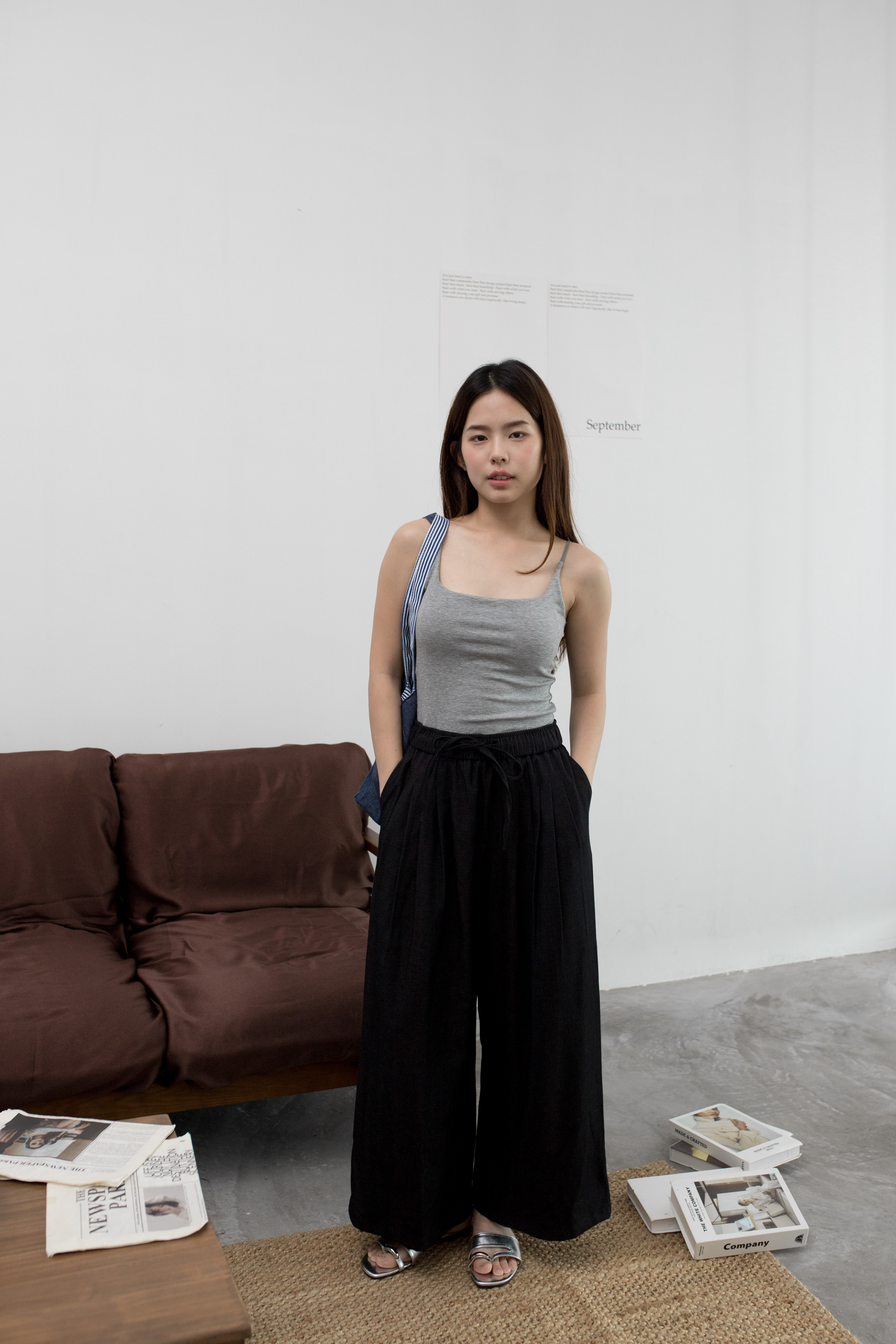 Norte Pleated Denim Pants Black -2509PLBLK