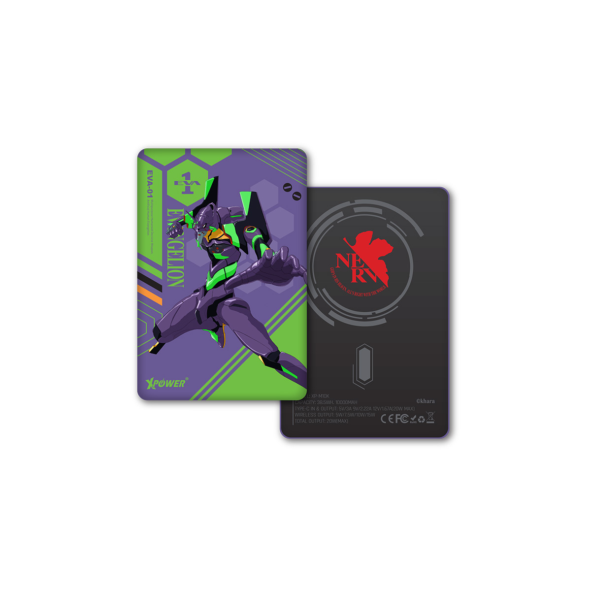 (3C認證版)XPower x EVA新世紀福音戰士 3合1 10000mAh超薄數顯無線充電器(M10K)