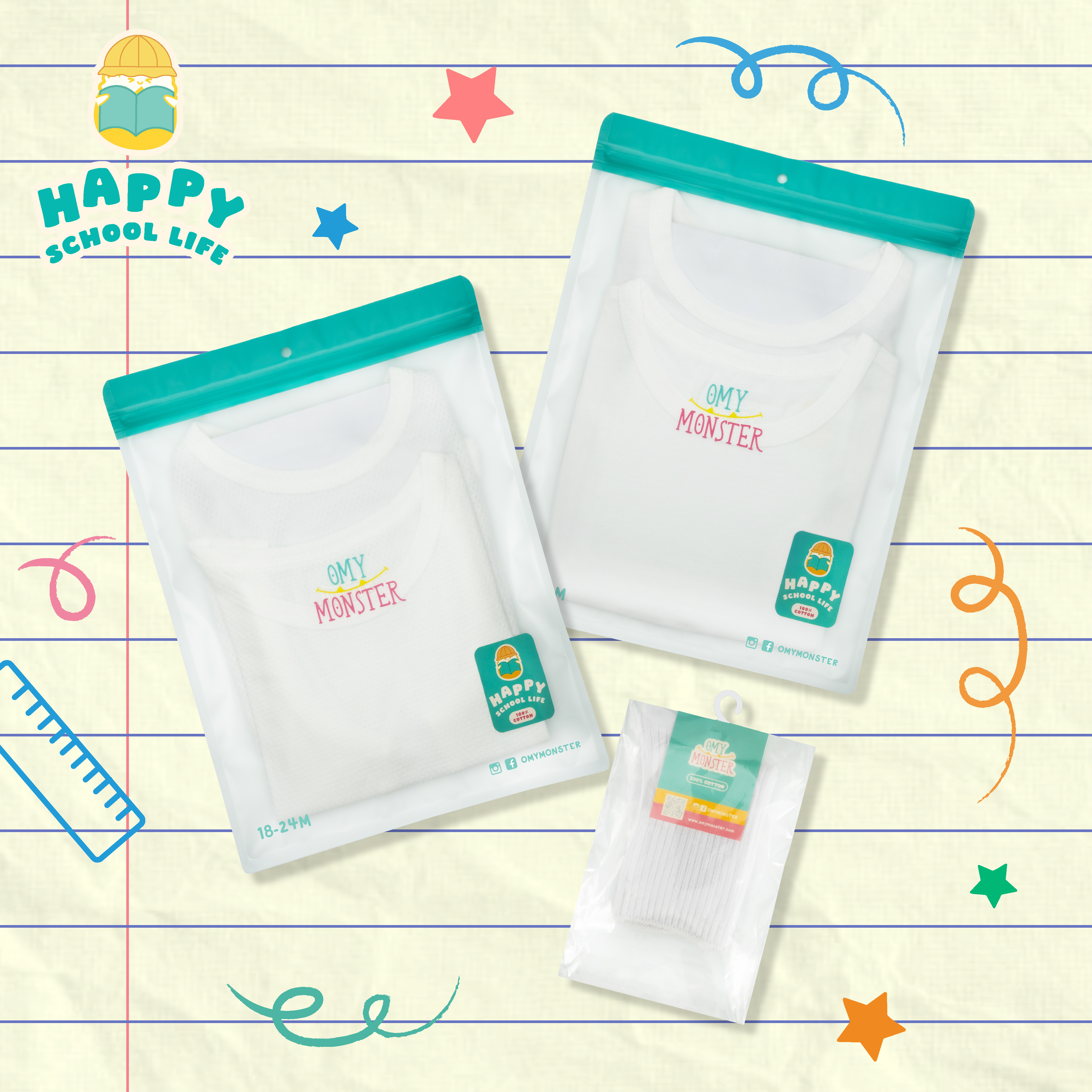 Happy School Life 白色返學襪