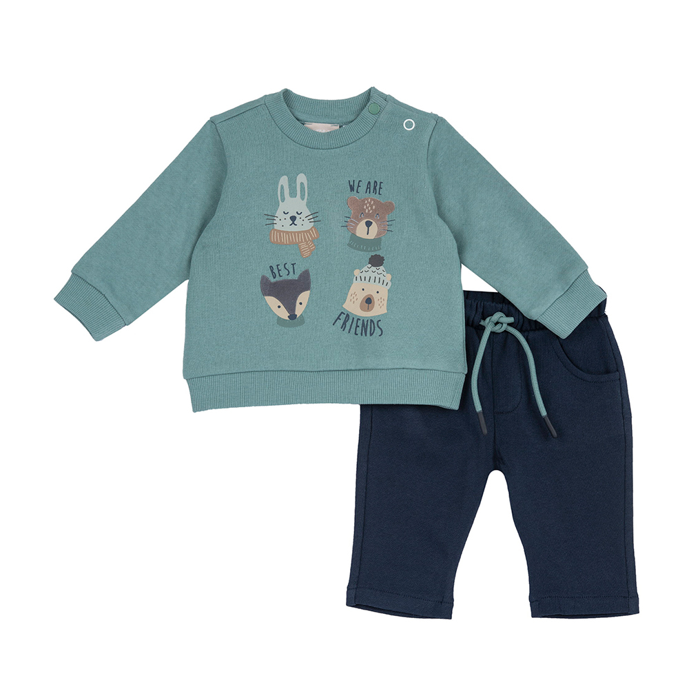 森林動物-植絨印動物長袖套裝