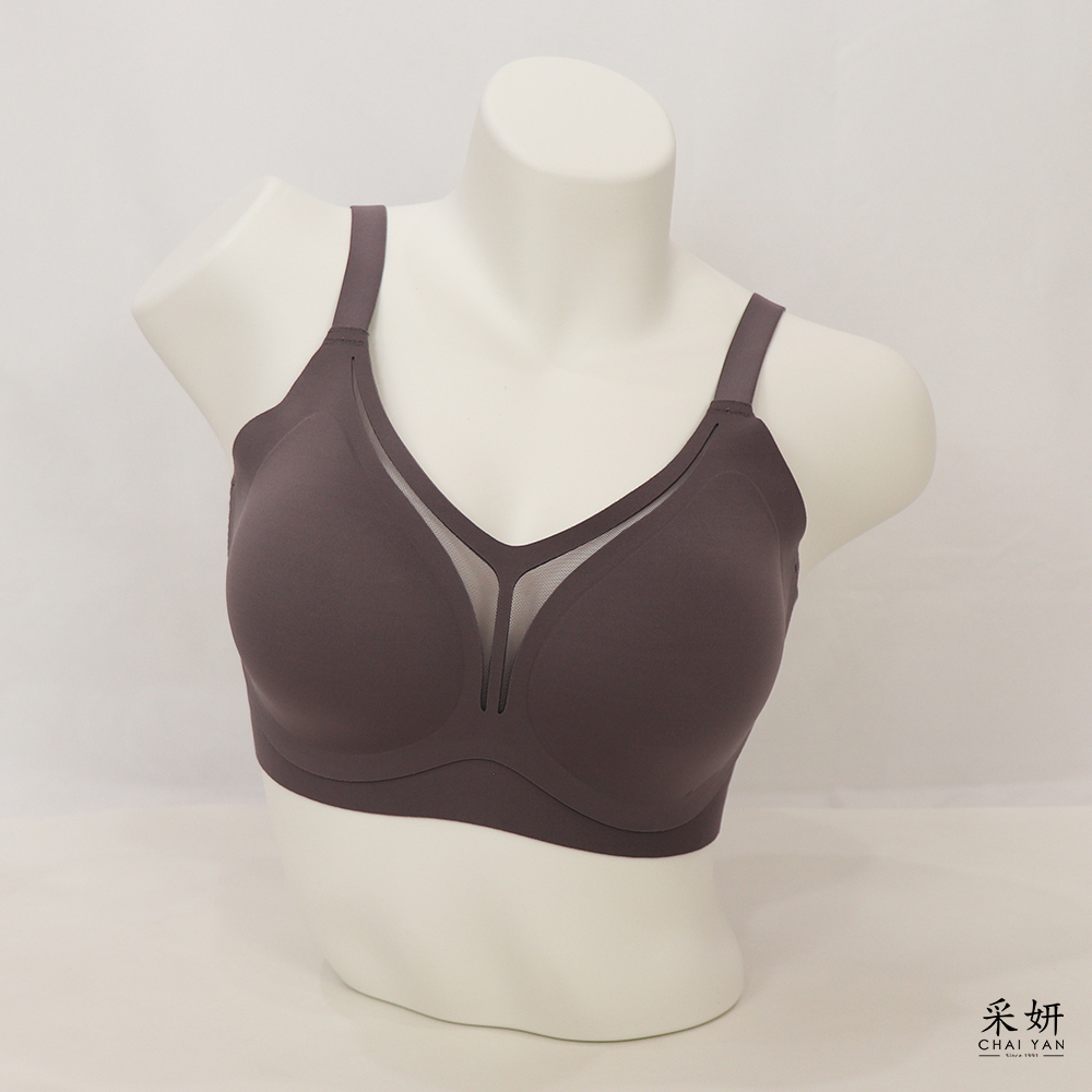同色透氣網布三排釦無鋼圈內衣