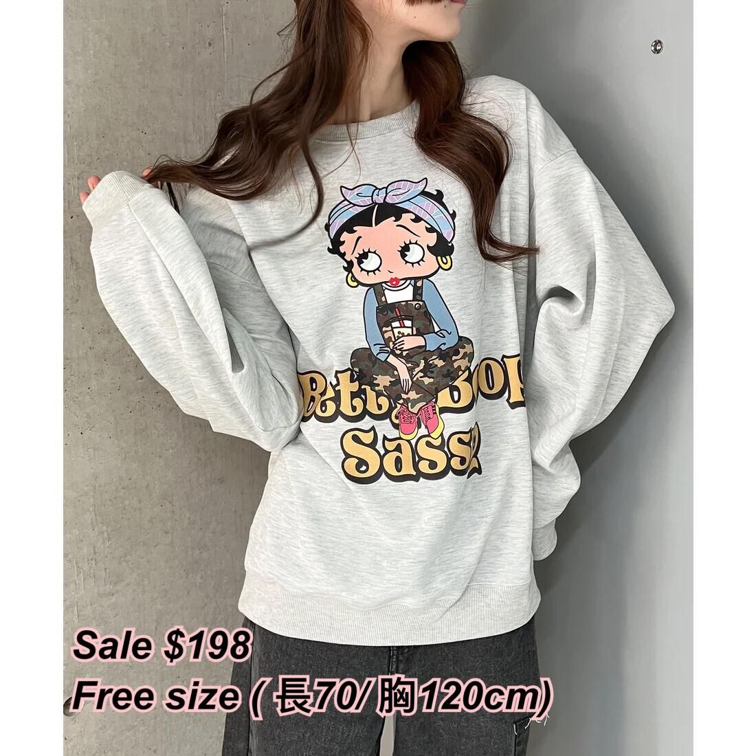 23/09 Angel blue / Betty Boop 戴頭巾Betty Boop圖案長袖衛衣