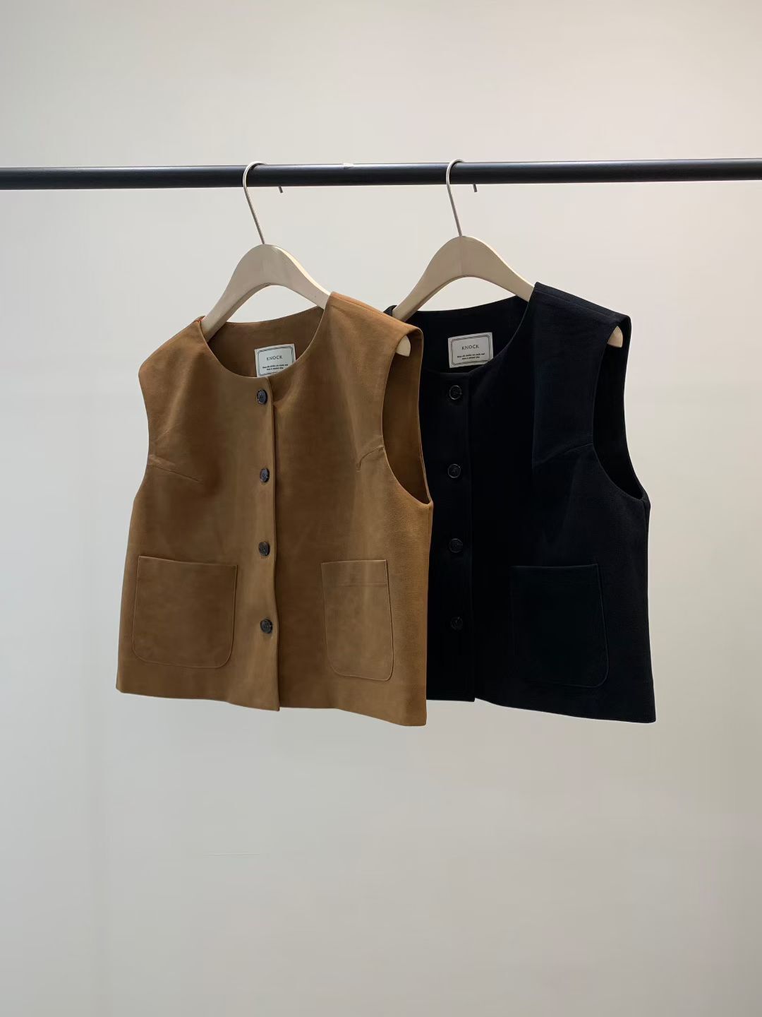 KN5002 刷毛圓領口袋背心外套