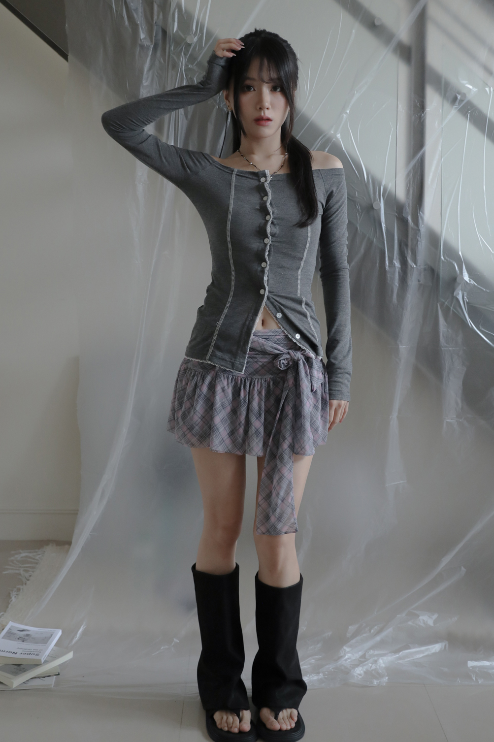 Check Cancan Skirt #短裙