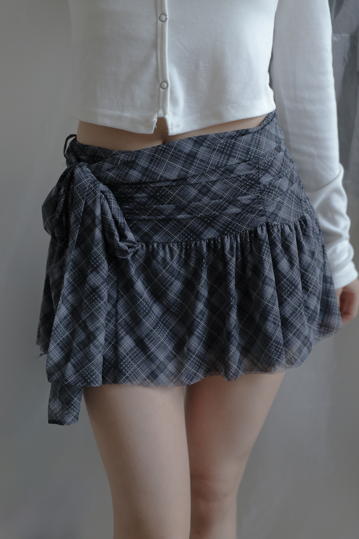 Check Cancan Skirt #短裙