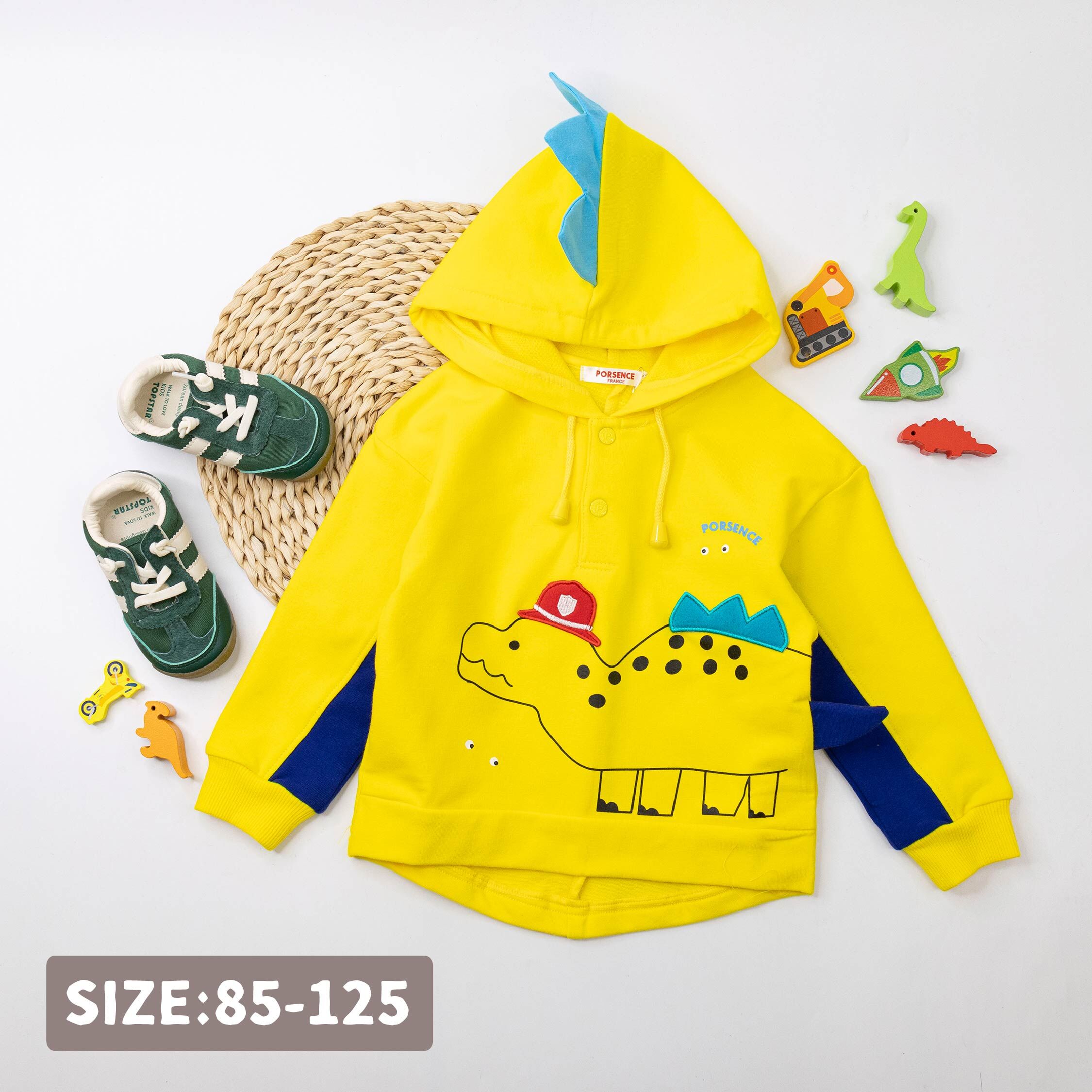 波紳士【22519】呆呆恐龍前短後長設計連帽上衣