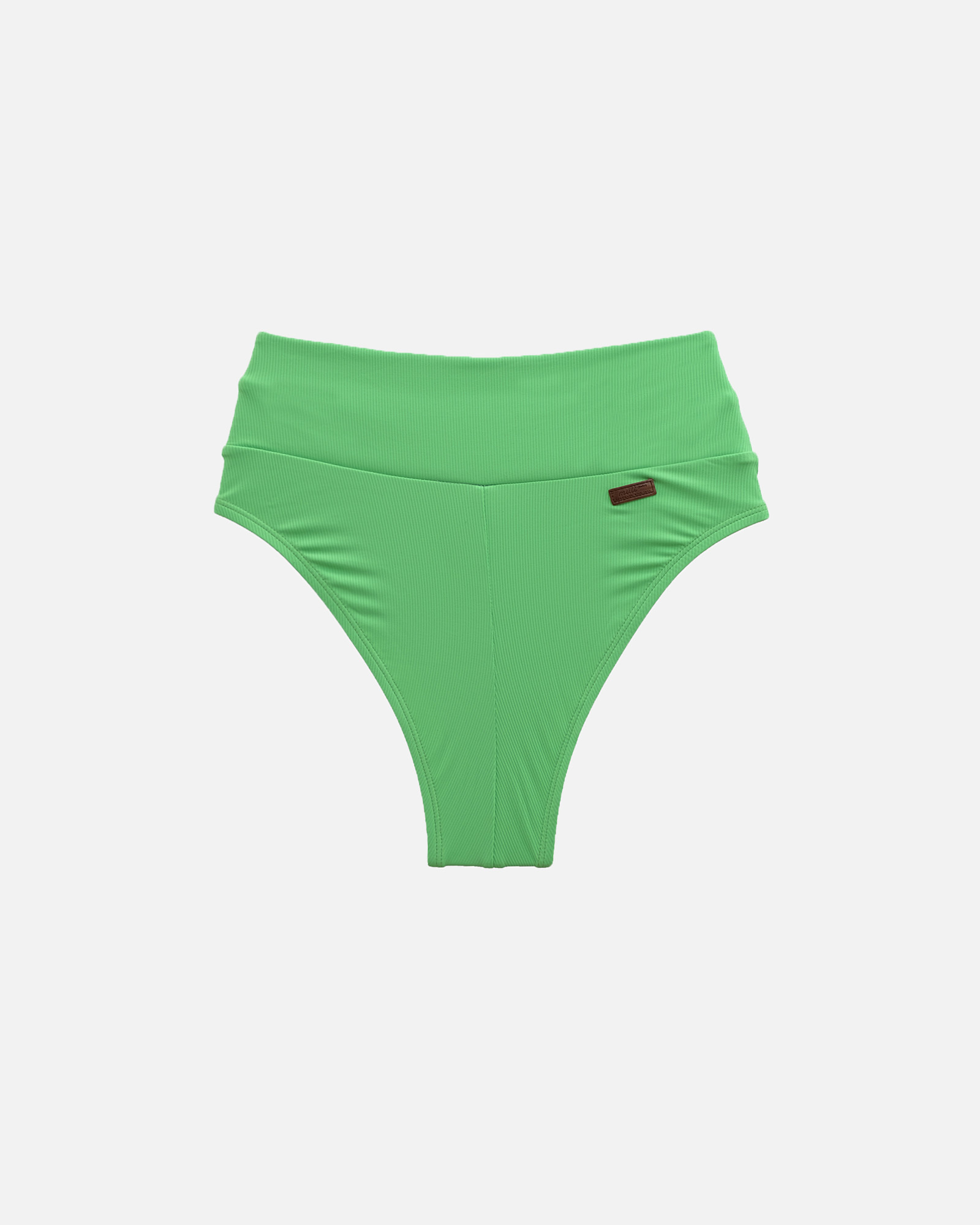 【羅紋青草綠】HWm 高腰蜜挖臀泳褲