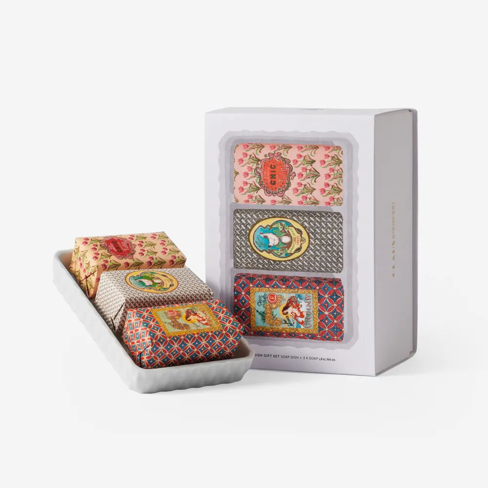 Claus Porto｜復古手工迷你香氛皂3入+皂盤禮盒組 (皂盤 + 50g x 3)