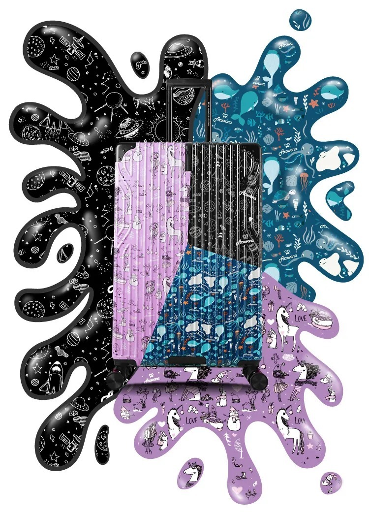 【Arowana 亞諾納】極致美學彩繪款避震輪 防爆拉鍊行李箱 (多色任選)