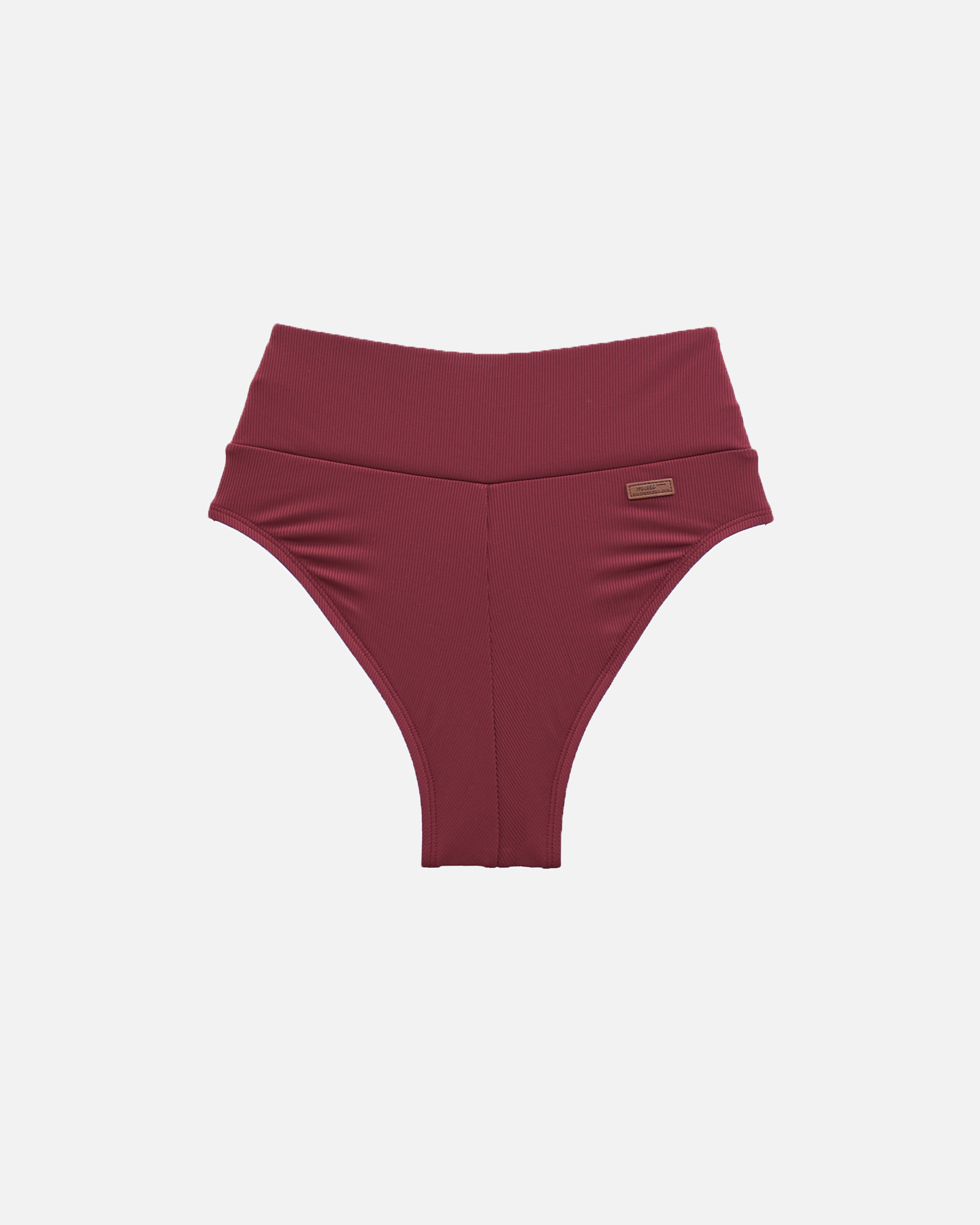 【羅紋酒紅棕】HWm 高腰蜜挖臀泳褲