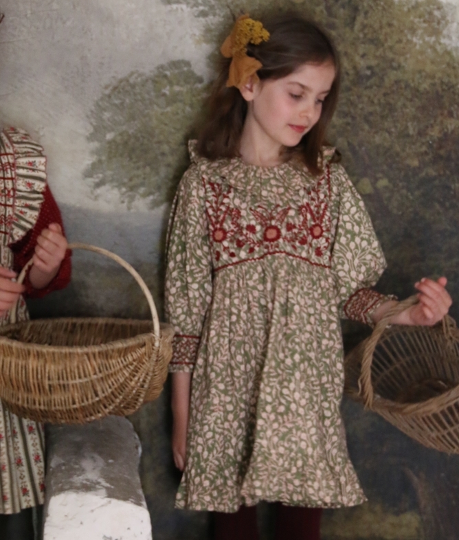 BONJOUR DIARY 森林系圖騰洋Iris tunic leaf block print