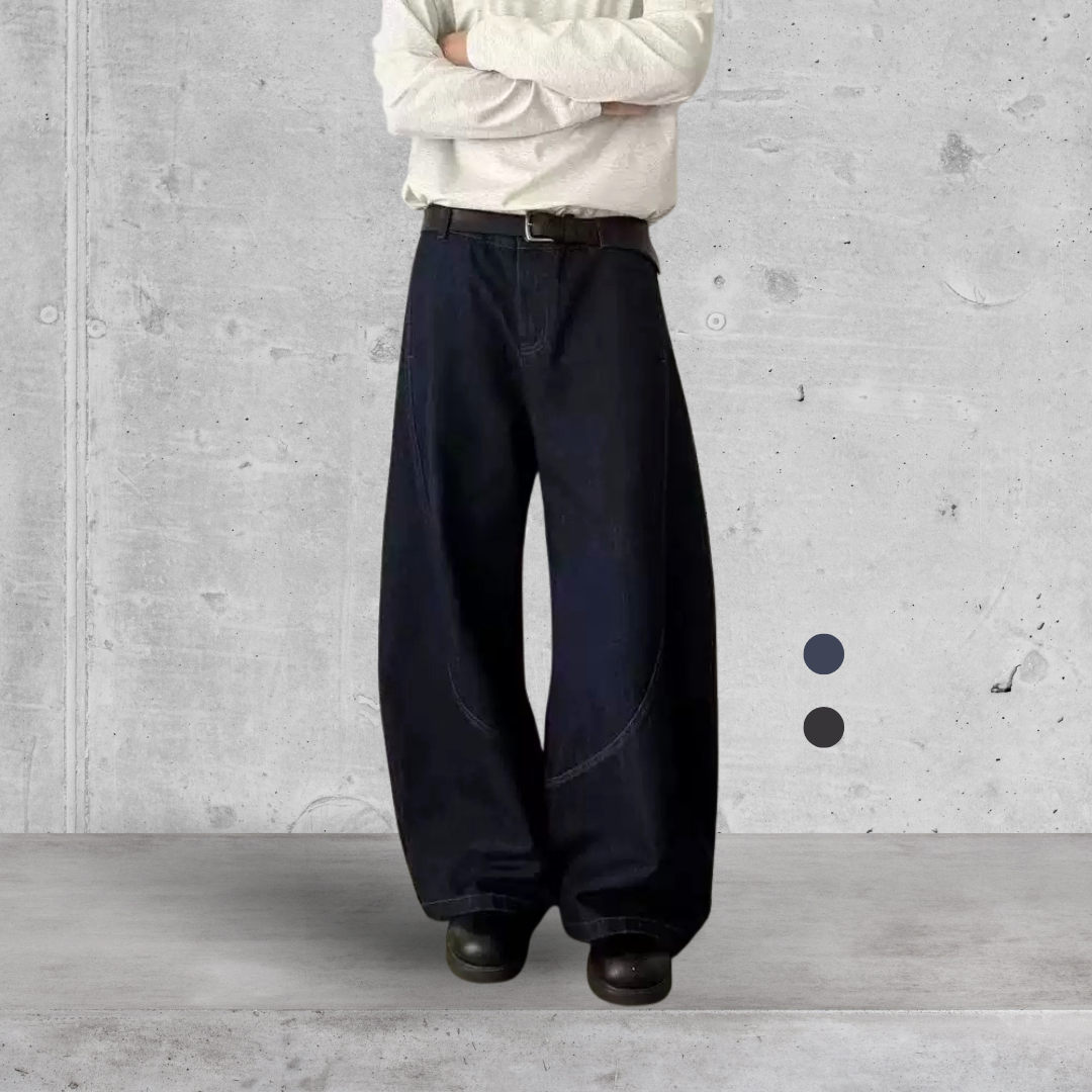 （現貨）NJ233 美式復古立體拼接原色牛仔彎刀褲