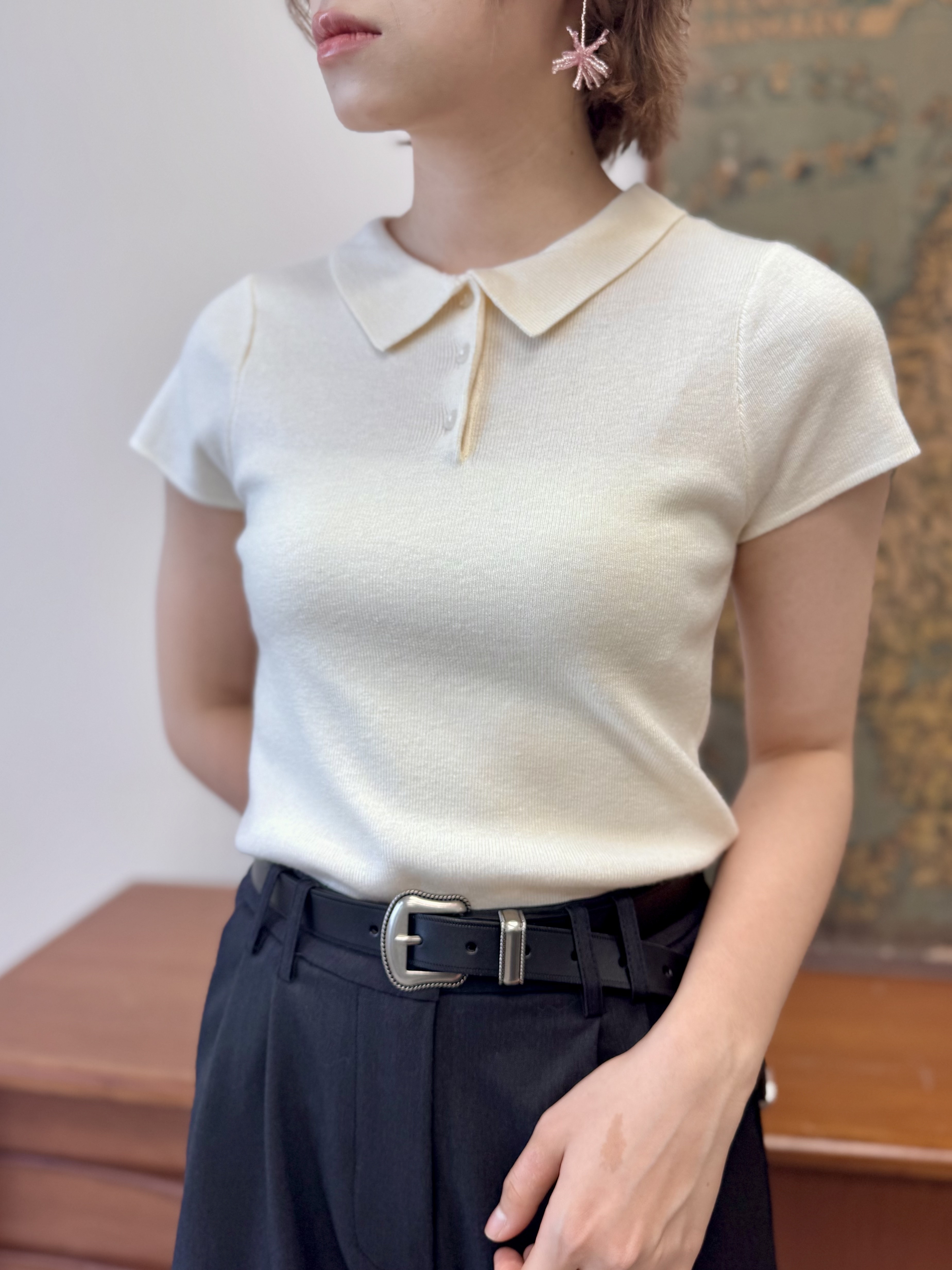 百搭POLO領針織上衣 - SW53813