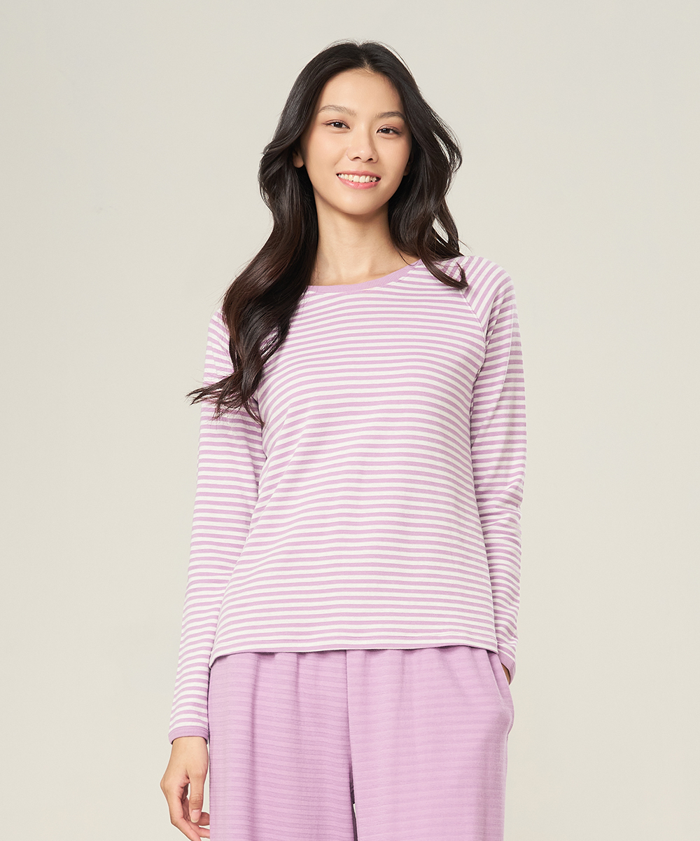 自由空間-雙層棉 蓬鬆棉柔女圓領長袖衫 UE015225