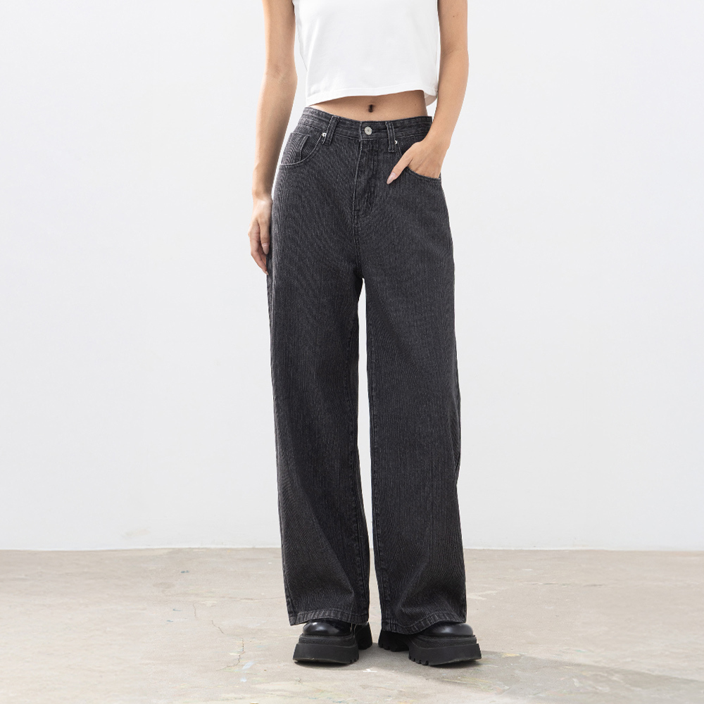 Low-rise jeans with ribbed design S/M/L【04011838】in stock+pre-order