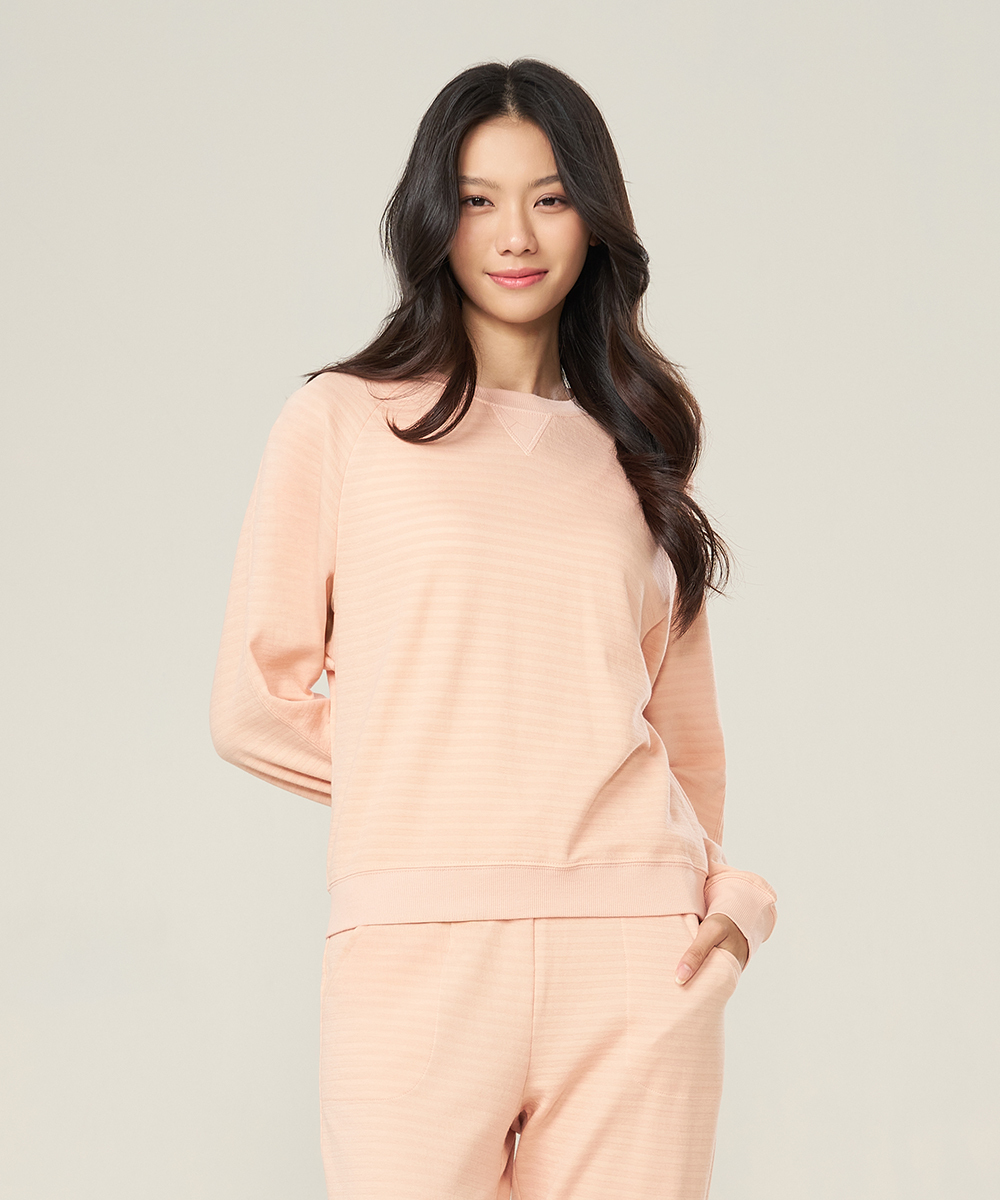 自由空間-雙層棉 蓬鬆棉柔女圓領長袖衫 UE0D2925