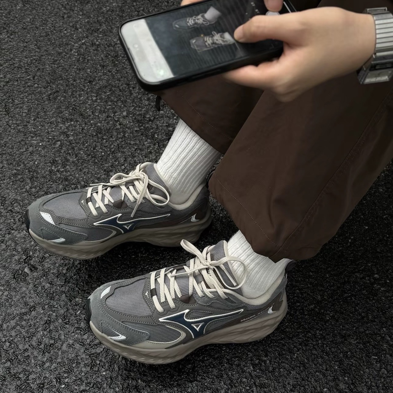 MIZUNO ASTRO LS 城市灰 厚底增高 緩震回彈 跑步鞋 美津濃 男鞋 D1GH252104