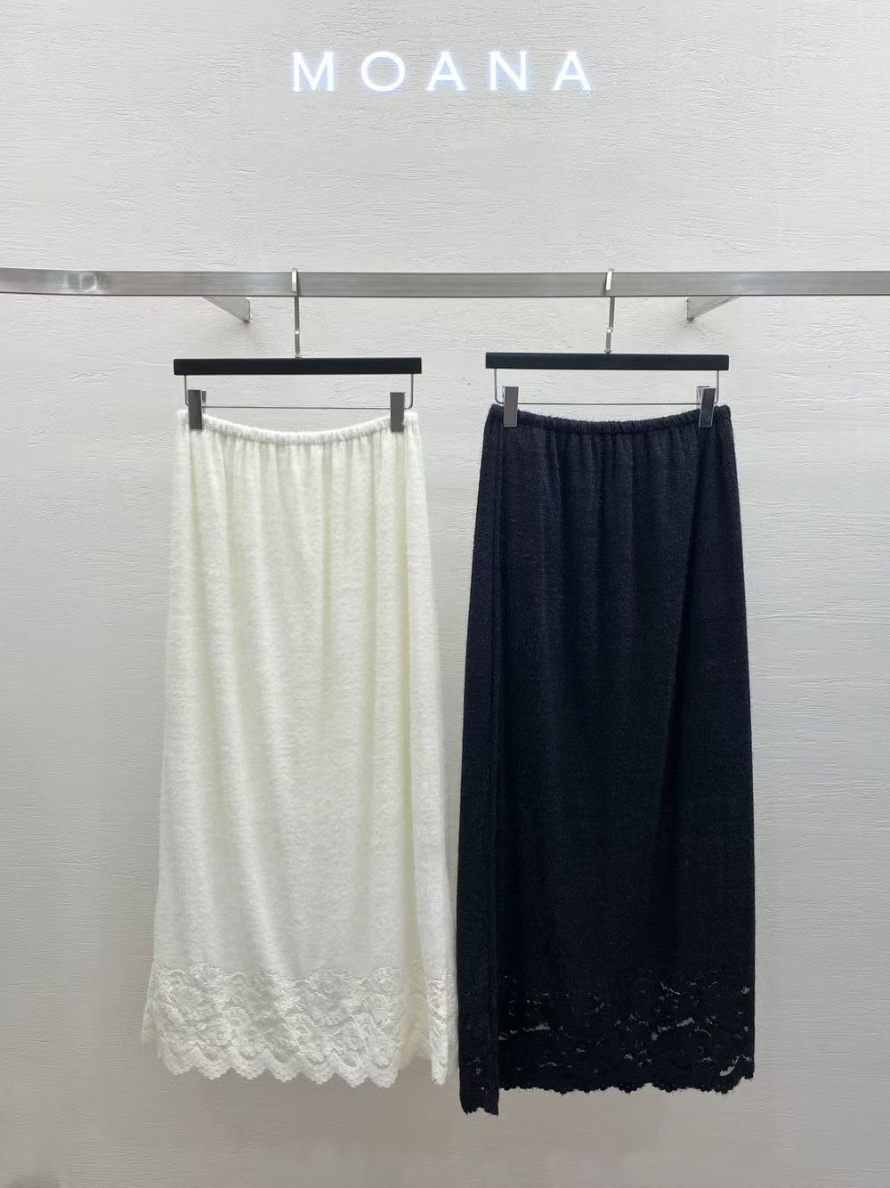 MK5001 毛巾質感蕾絲邊全橡筋腰半裙