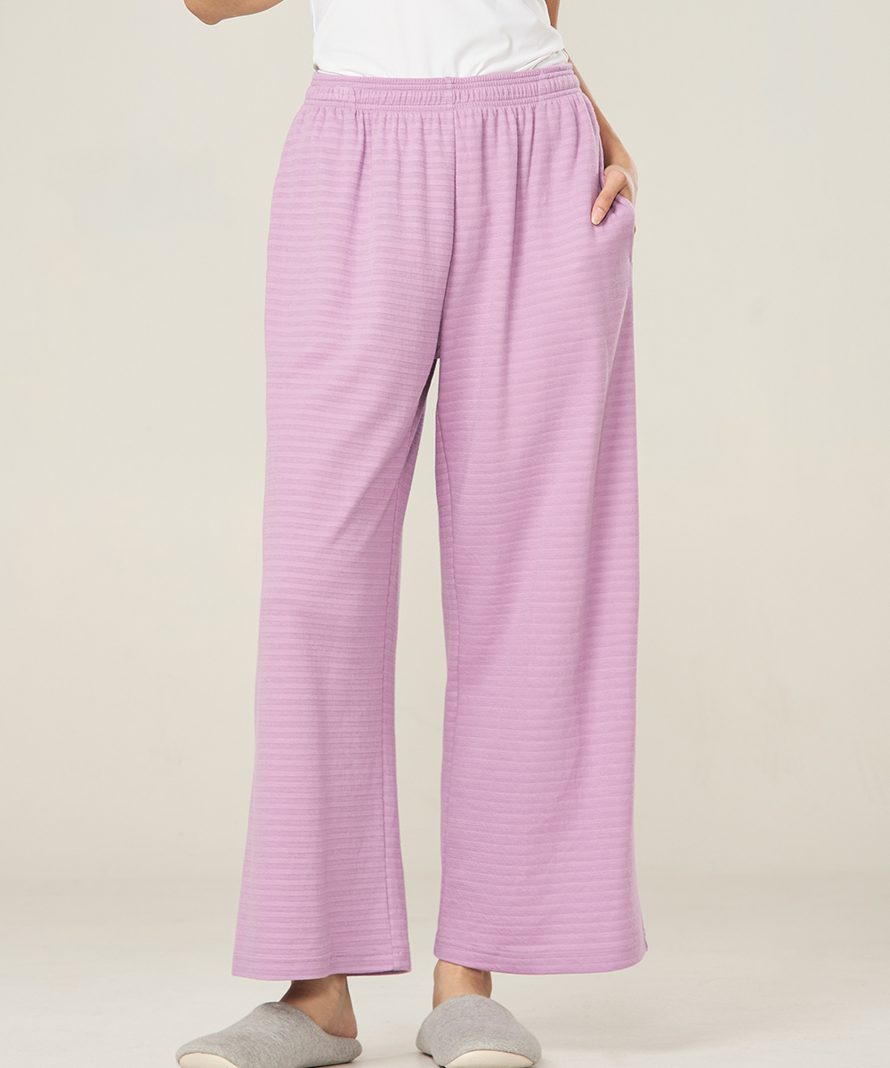 自由空間-雙層棉 蓬鬆棉柔女直筒寬褲 UE0K1925