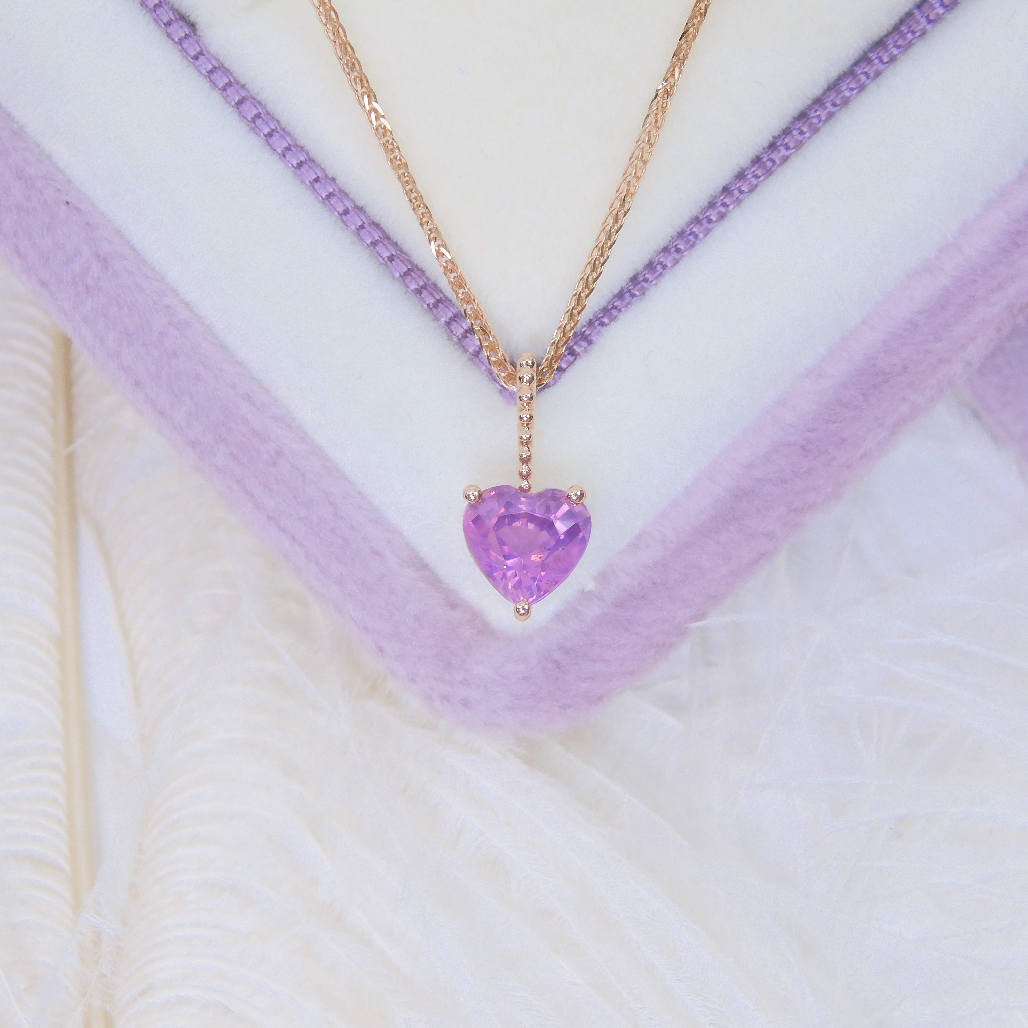 訂製 18K金 1.04ct 粉紅藍寶石吊墜 (配證書)