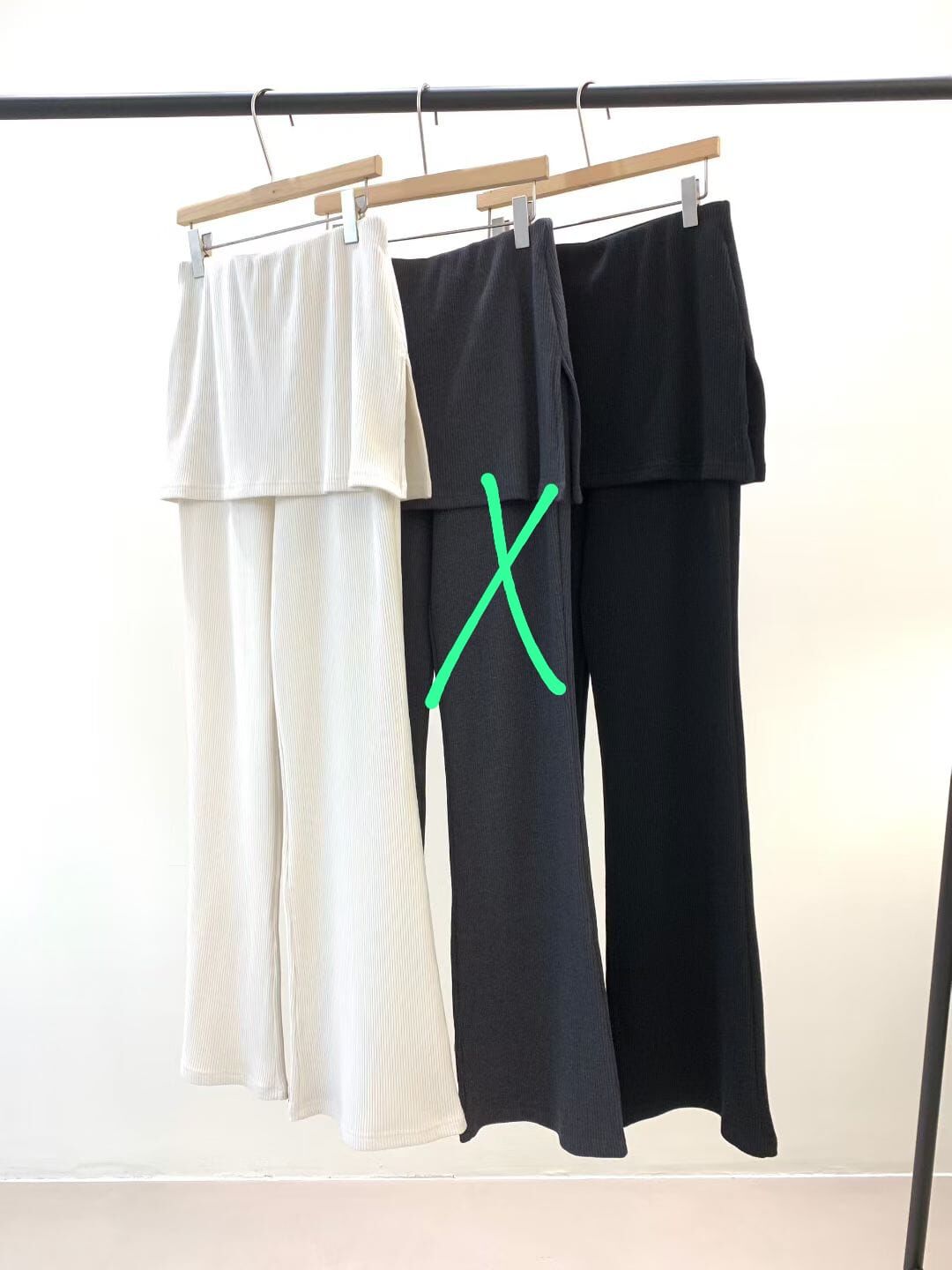 KN5027 遮跨短裙喇叭褲